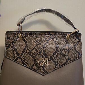 NO CALL OUTS!NWT Christian Lacroix Snakeskin Patterned Tan and Black Women's Bag